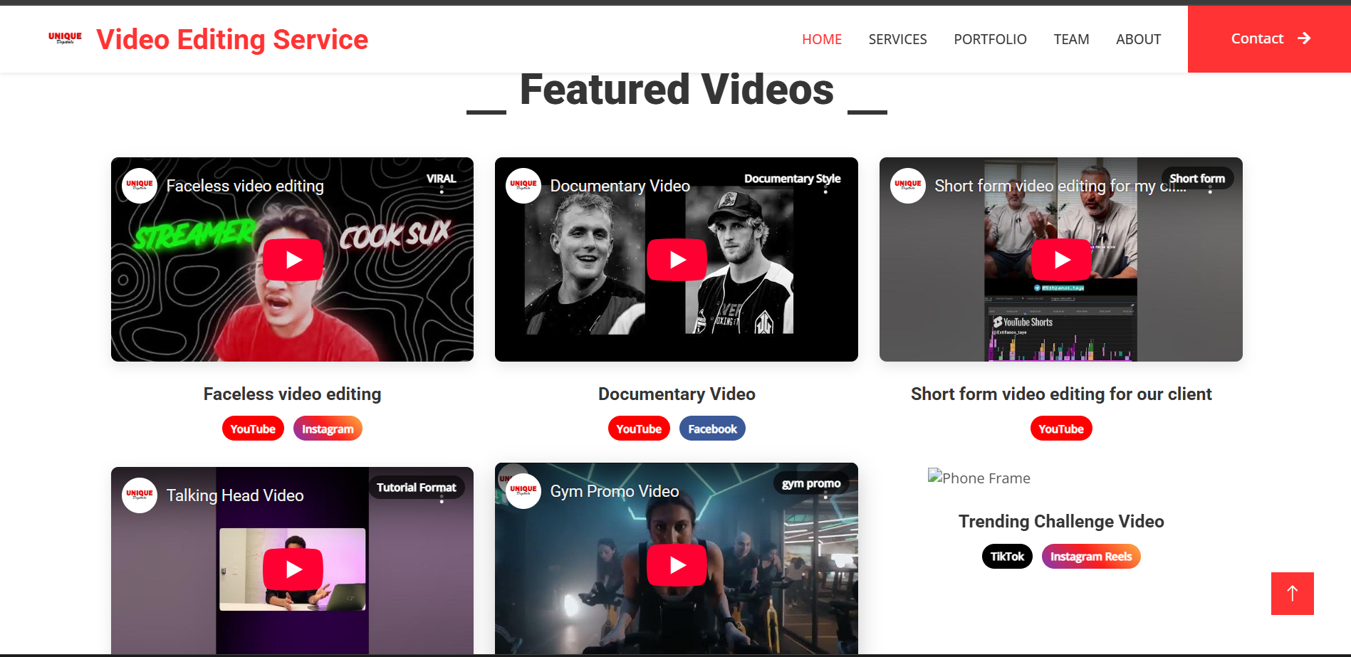 Unique Digitals Website