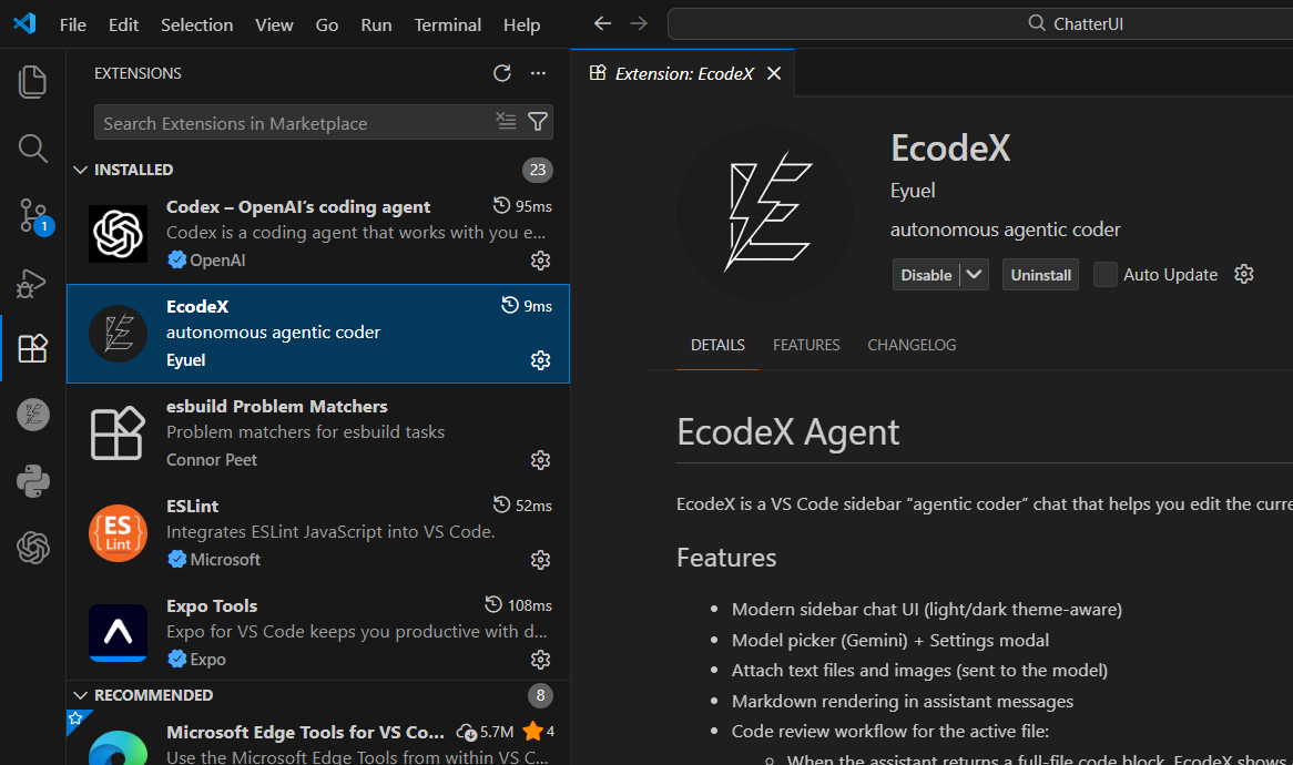EcodeX VS Code Extension